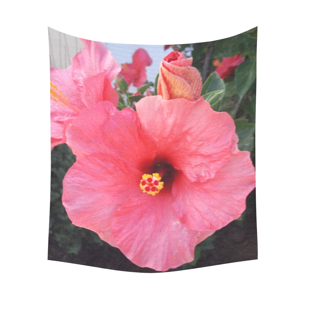 Flowers in Chania Crete,Greece Cotton Linen Wall Tapestry 51"x 60"