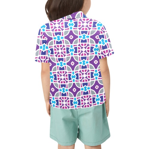 Adorable Retro Mod Mid Century Little Girls' All Over Print Polo Shirt (Model T55)