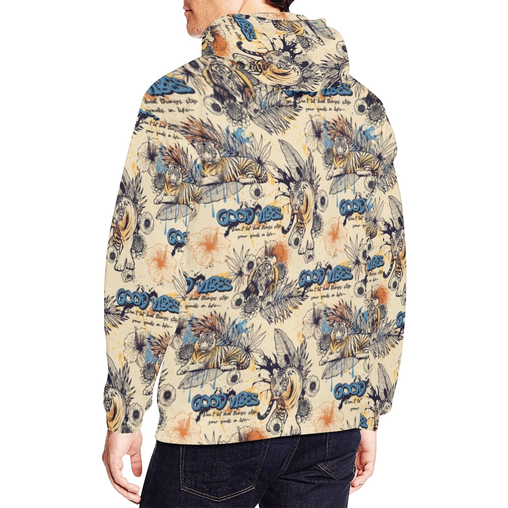tiger 001 All Over Print Hoodie for Men (USA Size) (Model H13)