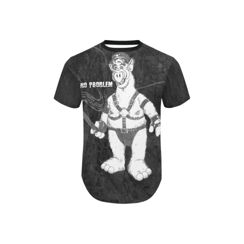 No Problem by Fetishworld Men's All Over Print Curved Hem T-Shirt (Model T76)