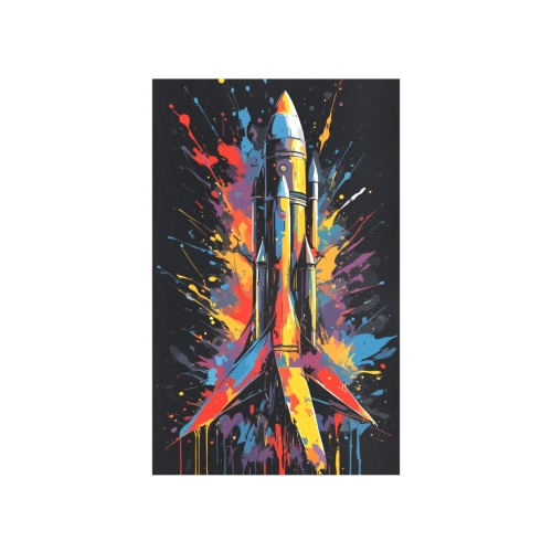 Fantasy space rocket. Colorful fantasy art on dark Art Print 19‘’x28‘’