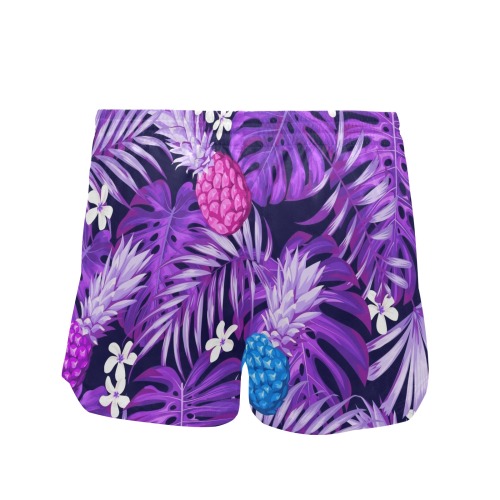 Purple Tropical Women's Mid-Length Board Shorts (Model L55)