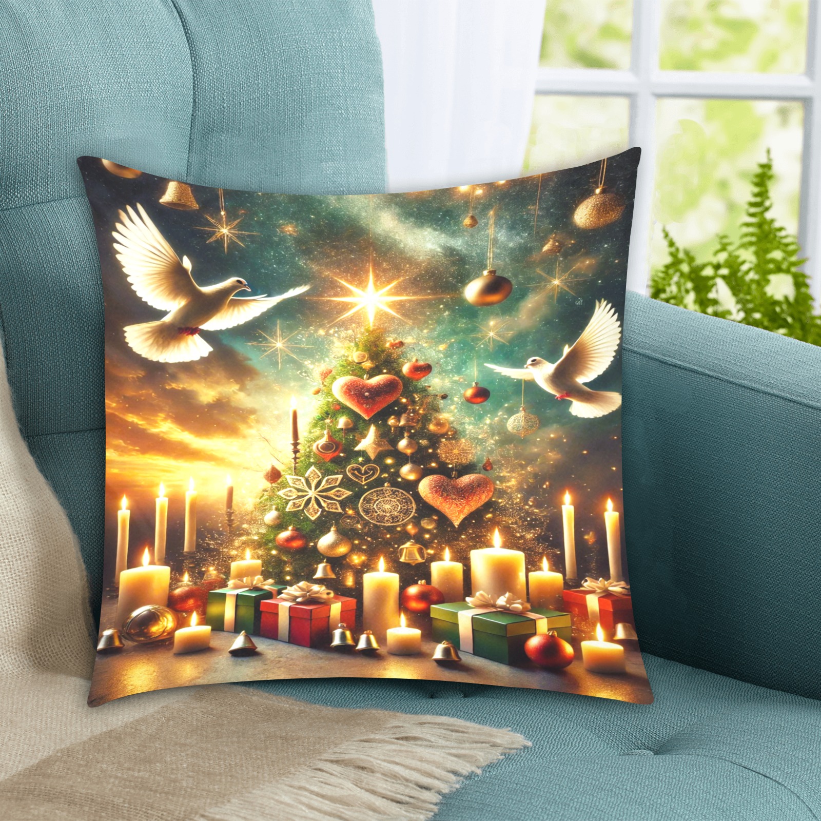 Upscaled_Christmas_Design Custom Zippered Pillow Cases 18"x18" (Two Sides)