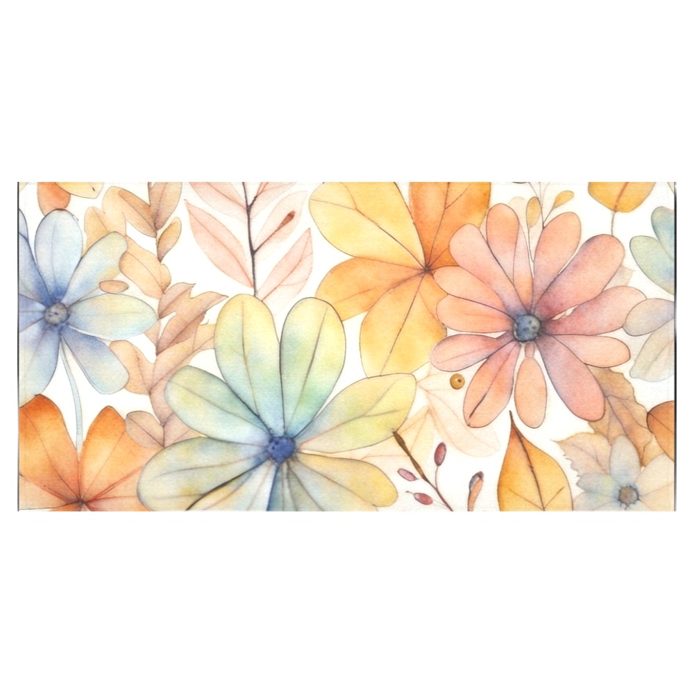 Watercolor Floral 2 Cotton Linen Tablecloth 60"x120"