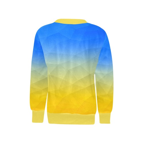 Ukraine yellow blue geometric mesh pattern Girls' All Over Print Crew Neck Sweater (Model H49)