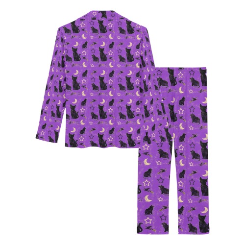 Painted Cats and Witch Hats Women's Long Pajama Set