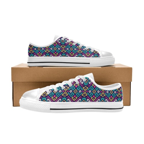 Abstract Pattern Colorful Low Top Canvas Shoes for Kid (Model 018)
