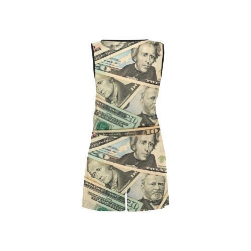 US PAPER CURRENCY All Over Print Short Jumpsuit