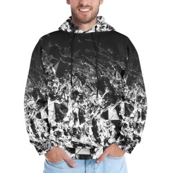 Winter Nite - black white gray polygonal geometric gradient swirl Men's All Over Print Hoodie (Model H61)