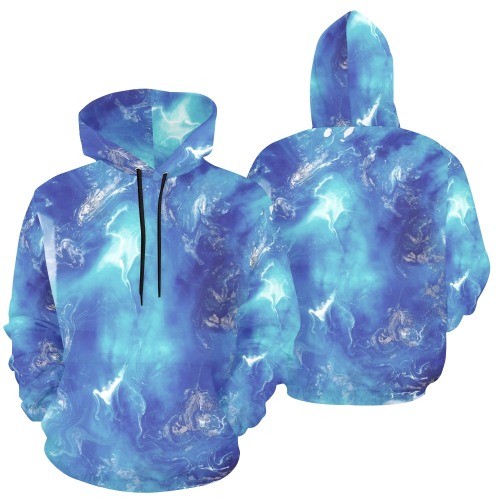 Encre Bleu Photo All Over Print Hoodie for Women (USA Size) (Model H13)