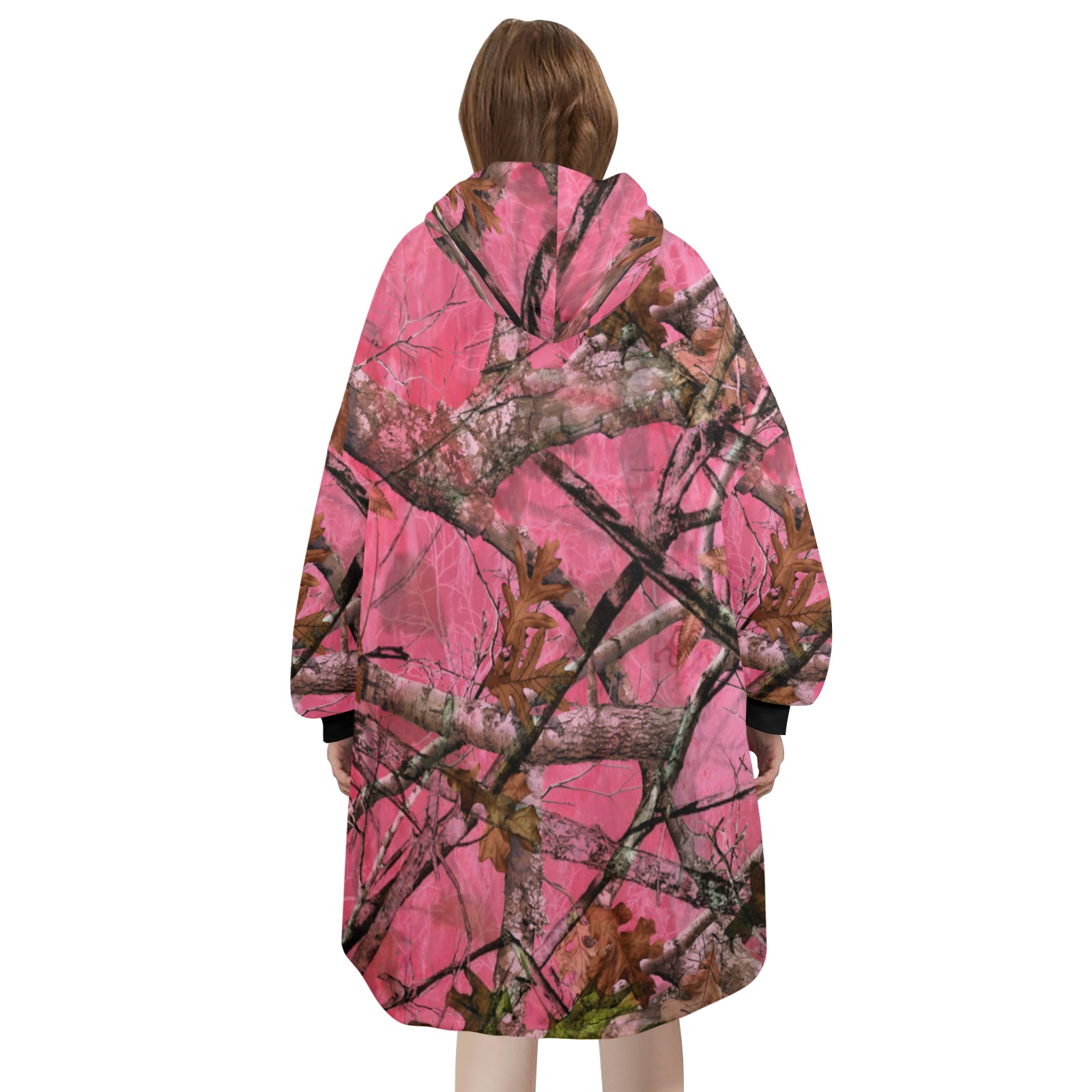 Adult Dark Pink Tree Camo Blkt Hoodie Unisex Blanket Hoodie (Model H59)