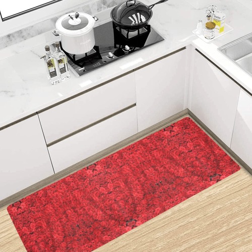 red roses Kitchen Mat 48"x17"