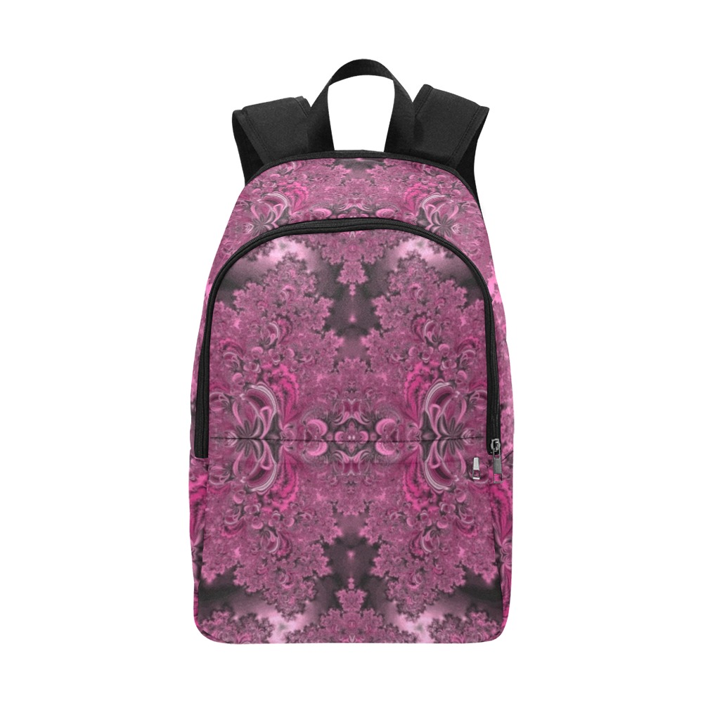 Pink Azalea Bushes Frost Fractal Fabric Backpack for Adult (Model 1659)