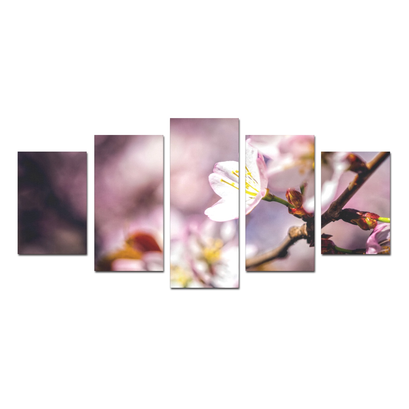 Magic of a sakura cherry garden in Hanami season. Canvas Print Sets D (No Frame)