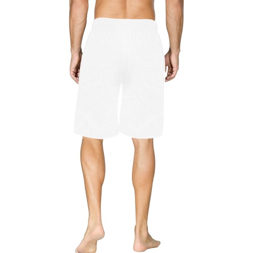 white All Over Print Basketball Shorts with Pocket