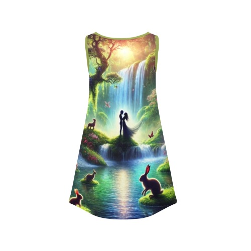 mystical waterfall - Girls sleeveless dress Girls' Sleeveless Dress (Model D58)