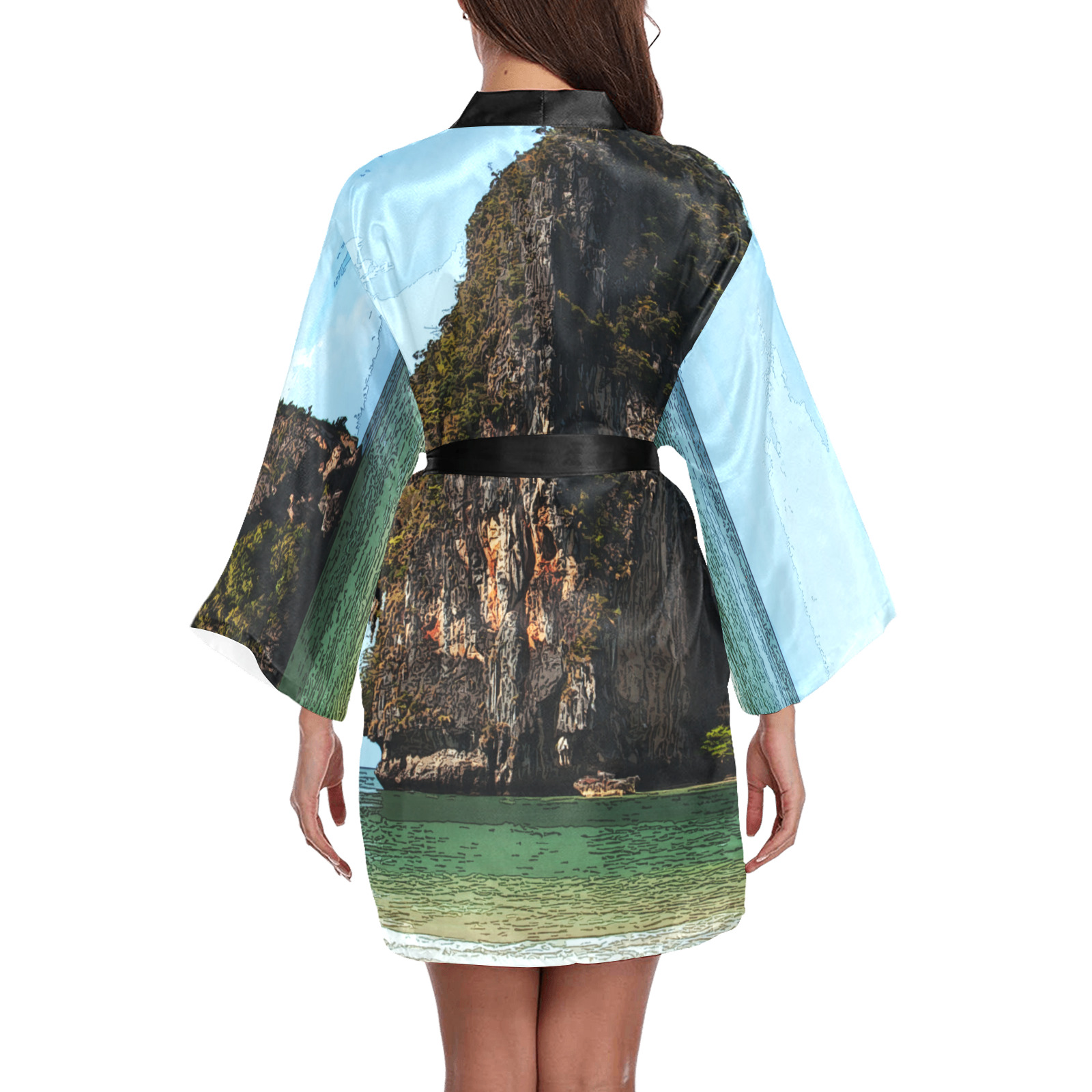 Phra-Nang Krabi Thailand Long Sleeve Kimono Robe