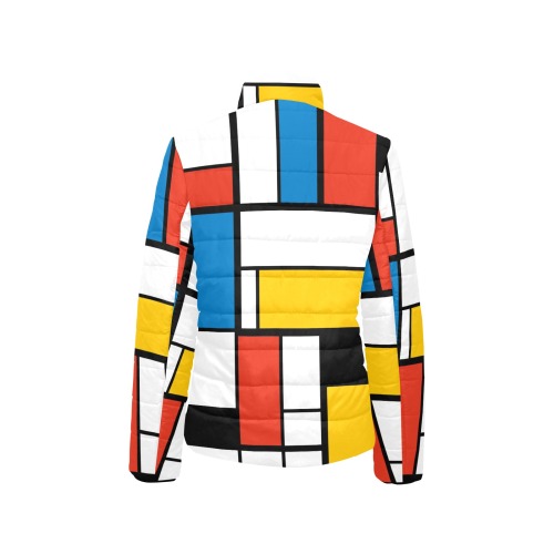 Mondrian De Stijl Modern Women's Stand Collar Padded Jacket (Model H41)