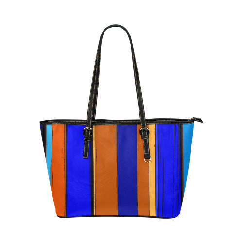 Abstract Blue And Orange 930 Leather Tote Bag/Small (Model 1651)