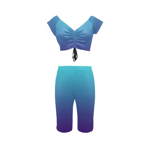 blu mau Women's Crop Top Yoga Set
