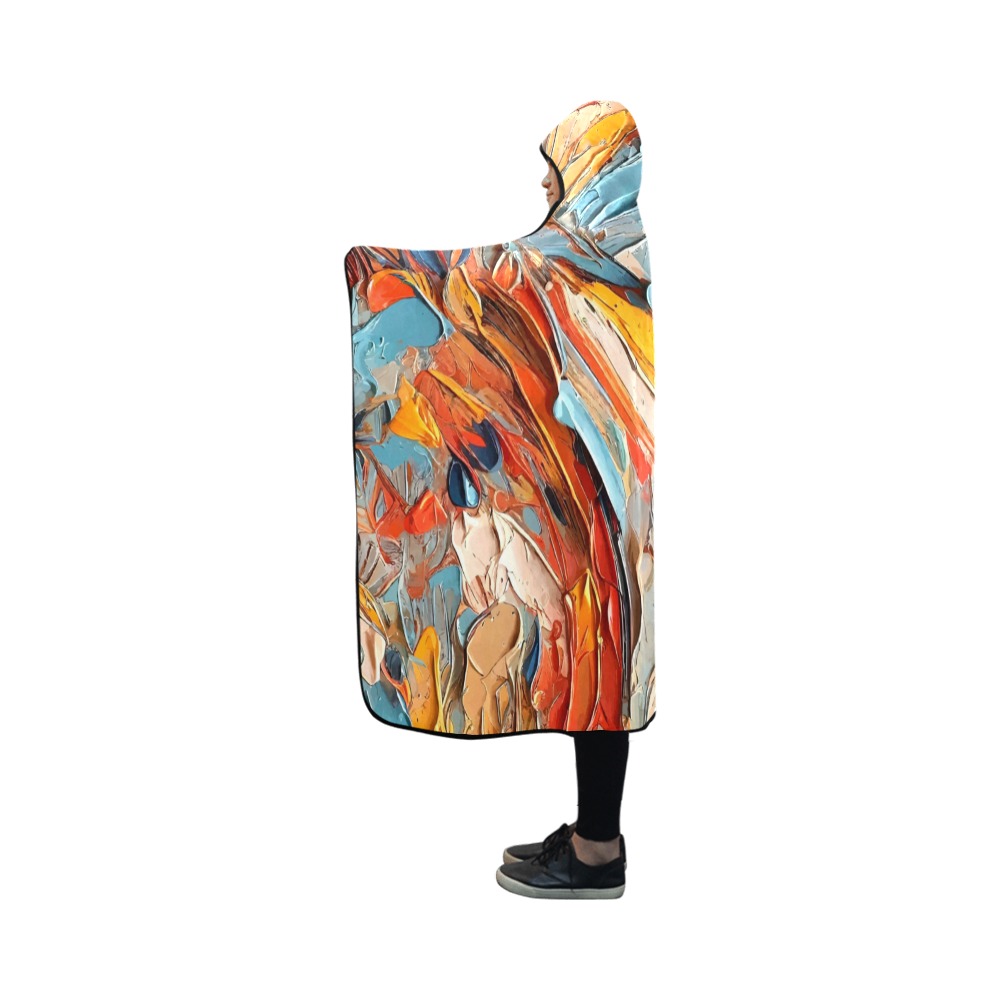 Colorful abstract art. Heavy bruch strokes. Hooded Blanket 50''x40''