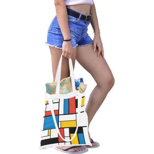 Mondrian De Stijl Modern Canvas Tote Bag/Medium (Model 1701)