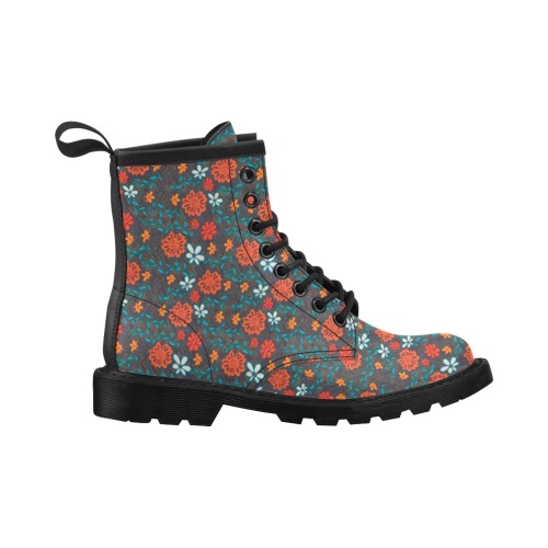 Pretty floral pattern Women's PU Leather Martin Boots (Model 402H)