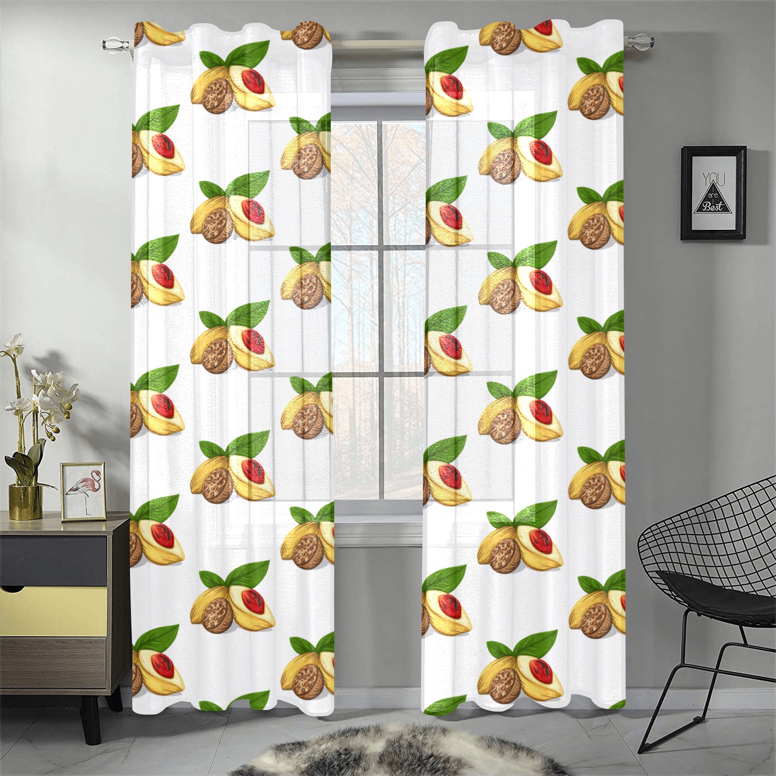 Nutmeg art curtains Gauze Curtain 28"x84" (Two-Piece)