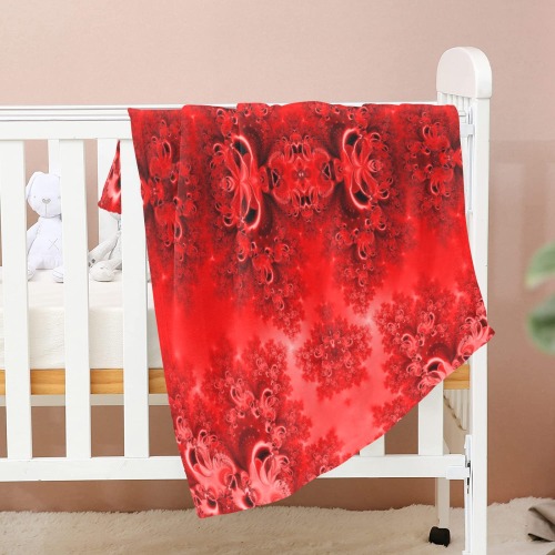 Fiery Red Rose Garden Frost Fractal Baby Blanket 40"x50"