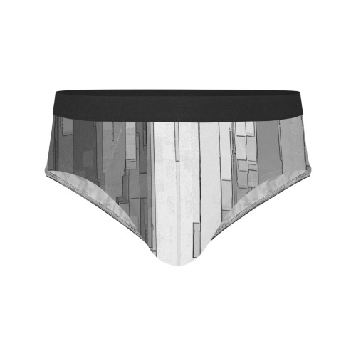 Greyscale Abstract B&W Art Men's Mid Rise Briefs (Model L48)
