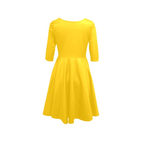 color mango Half Sleeve Skater Dress (Model D61)