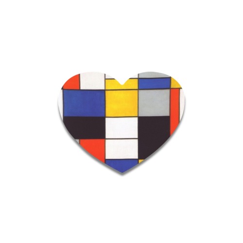 Composition A by Piet Mondrian Heart Coaster