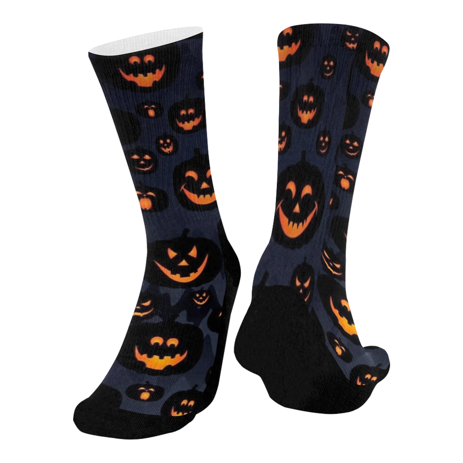bb Black Pumpkins Mid-Calf Socks (Black Sole)