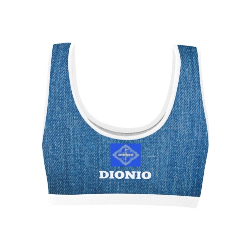 DIONIO Clothing - Ladies' Denim-Look Sports Bra (Blue) Women's All Over Print Sports Bra (Model T52)