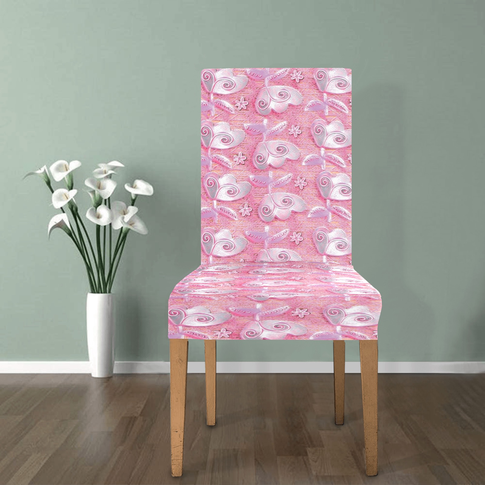 Soft in pink Removable Dining Chair Cover