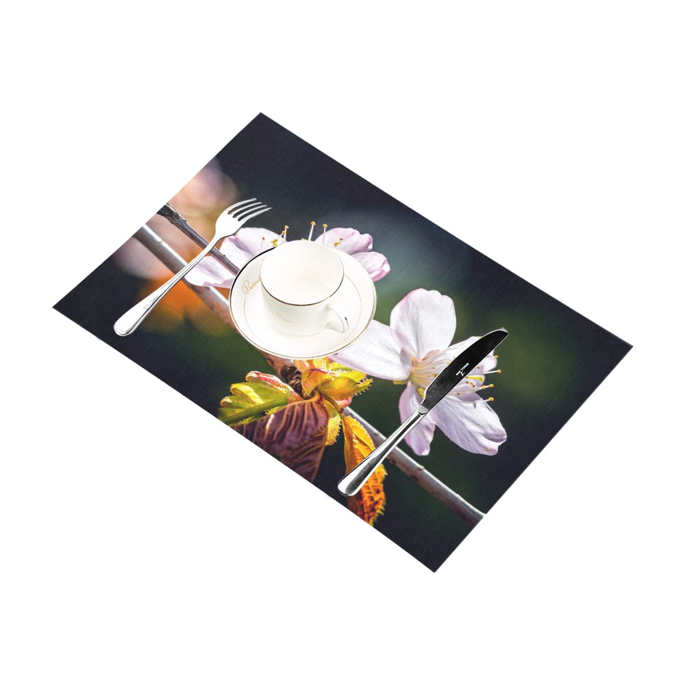 Slender sakura flowers. Sunlight and shadows. Placemat 12’’ x 18’’ (Set of 6)