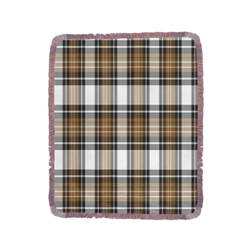Brown Black Plaid Ultra-Soft Fringe Blanket 50"x60" (Mixed Pink)