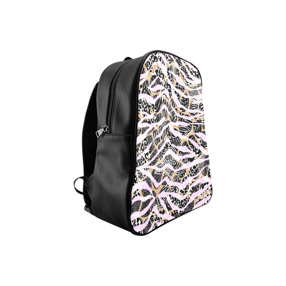 Camo animal print pink School Backpack (Model 1601)(Small)