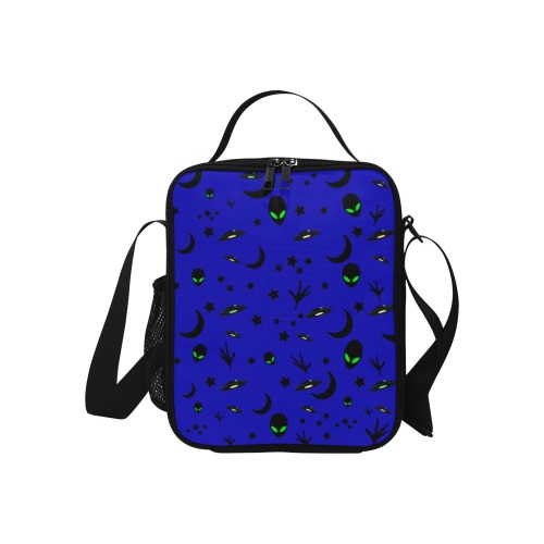 Aliens and Spaceships - Blue Crossbody Lunch Bag for Kids (Model 1722)