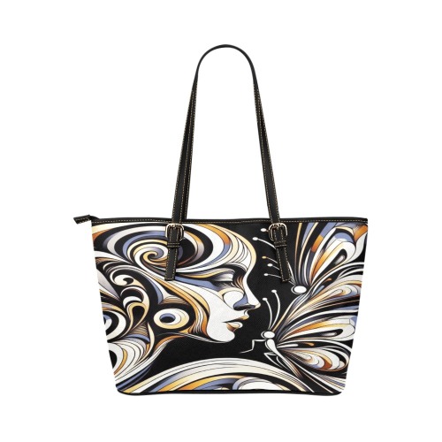 Lady Butterfly 2 Leather Tote Bag/Small (Model 1651)