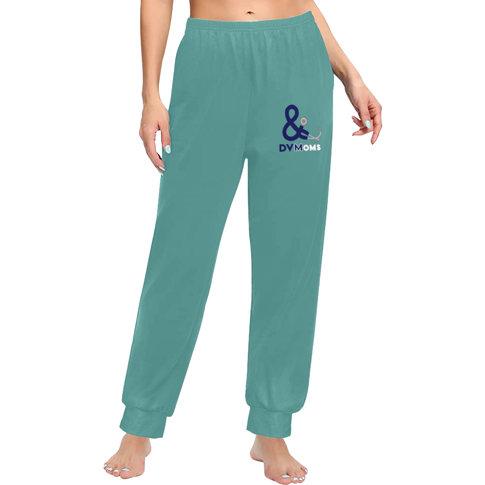 Pants teal with single logo Women's All Over Print Pajama Trousers