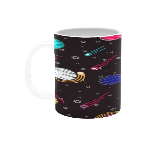Lovely outer space planets vector flat seamless pattern with asteroid, comet, stars. Mug White Mug(11OZ)