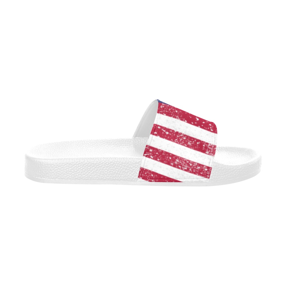 American Flag Distressed Men's Slide Sandals (Model 057)