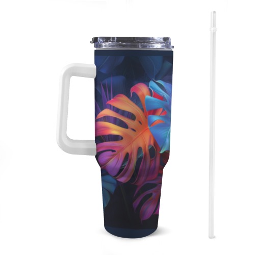 Floral Style 10 40oz Tumbler with Handle