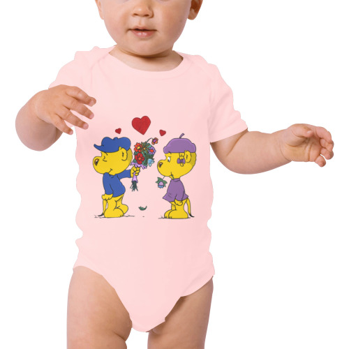 Ferald and The Baby Lizard Baby Powder Organic Short Sleeve One Piece (Model T28)