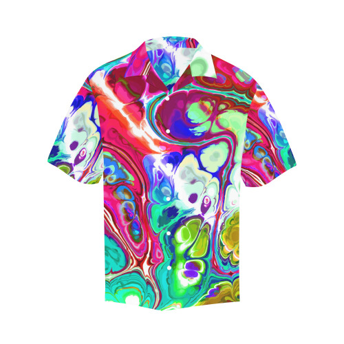 Abstract Liquid Marble Pouring Modern Art Texture Hawaiian Shirt with Merged Design (Model T58)