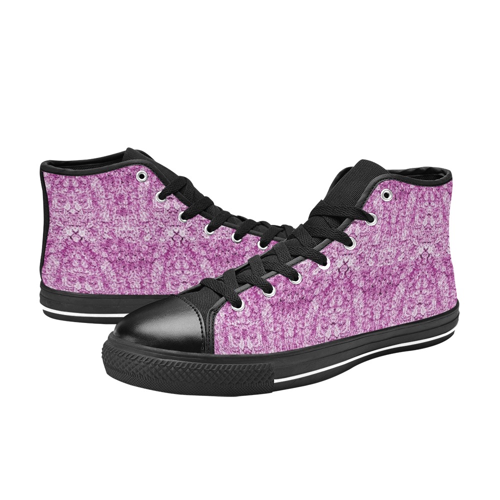 pink roses Women's Classic High Top Canvas Shoes (Model 017)