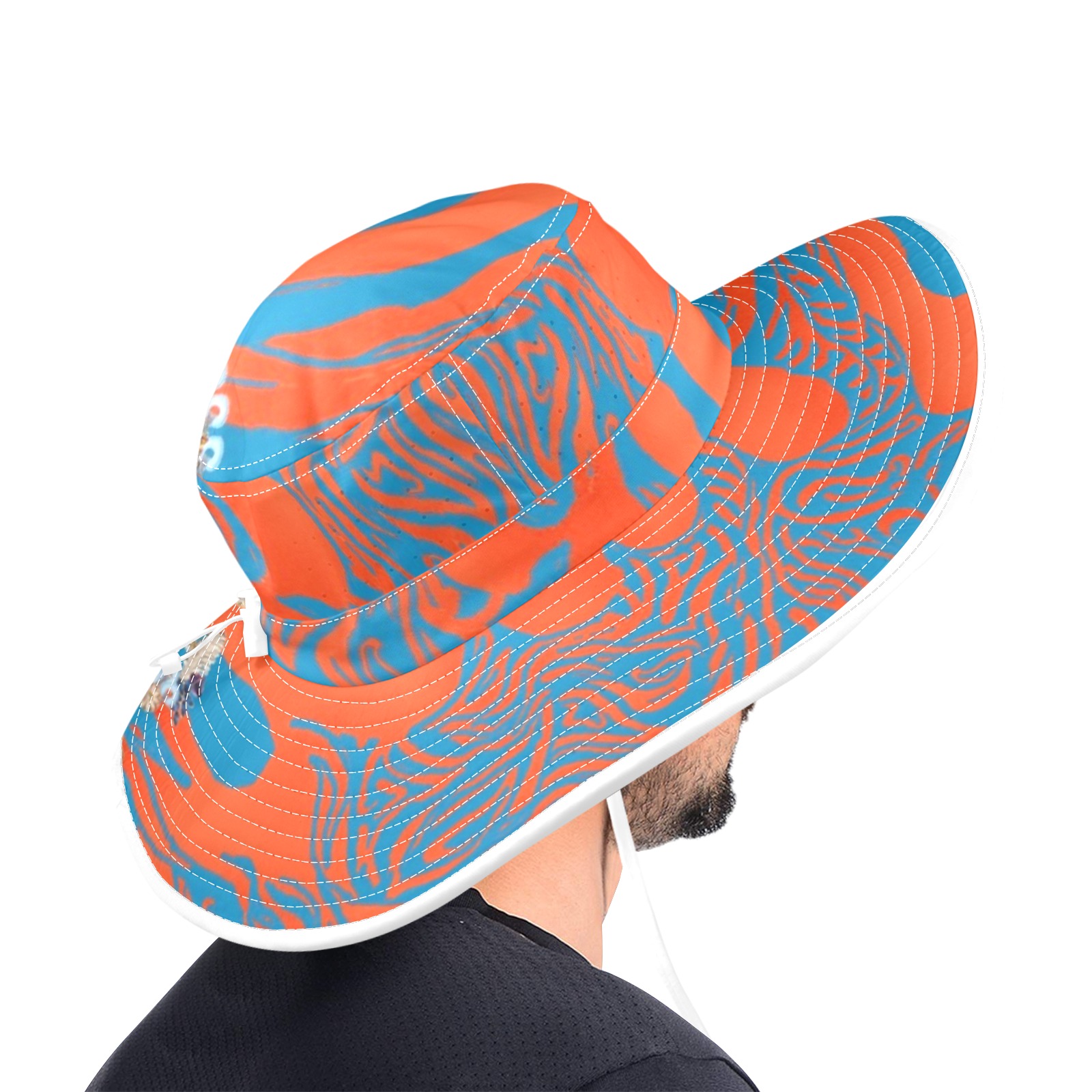 orange 5 round neck Wide Brim Bucket Hat