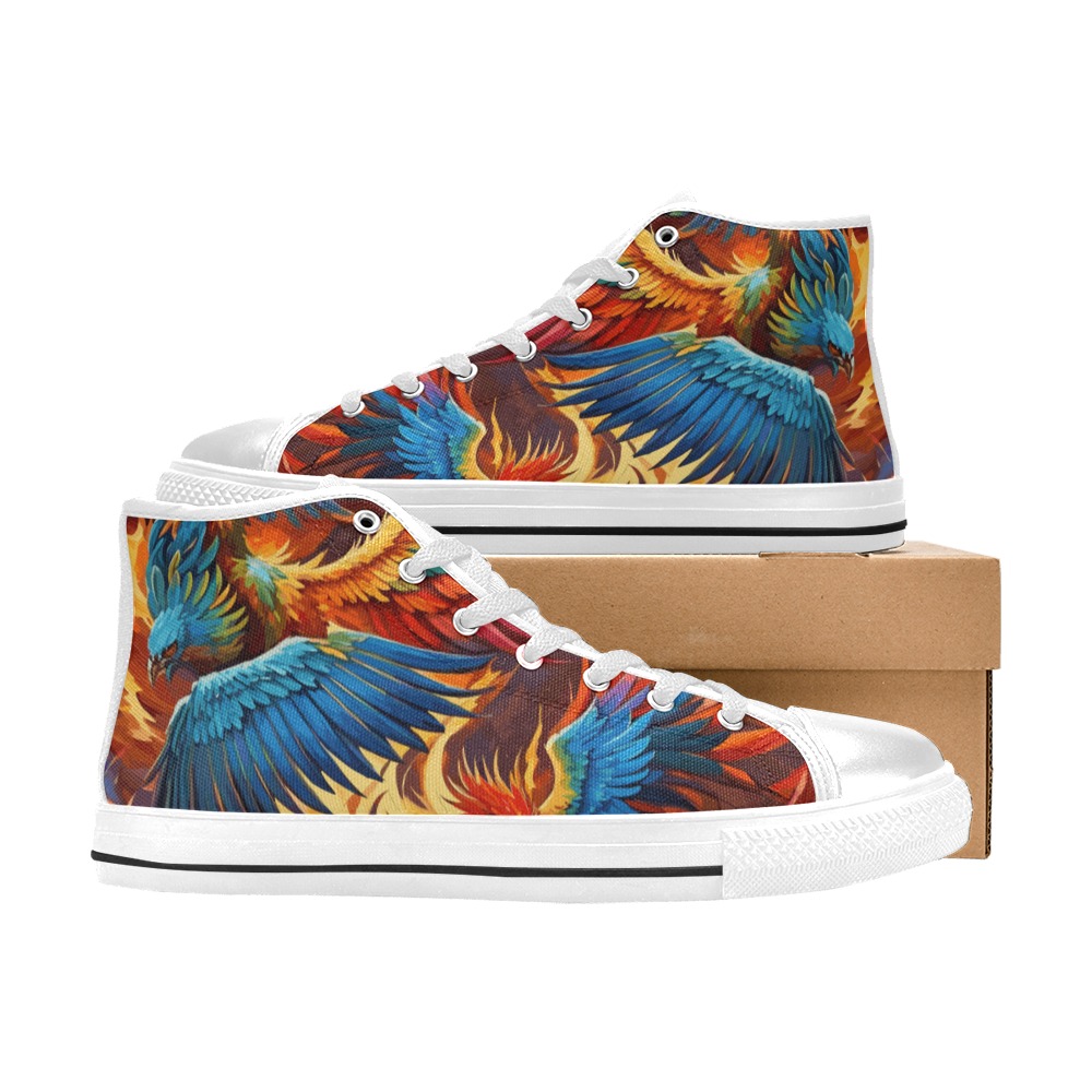 Fantasy phoenix birds are raising from fire art. Men’s Classic High Top Canvas Shoes (Model 017)