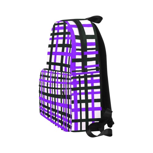 Interlocking Stripes Black White Purple Unisex Classic Backpack (Model 1673)
